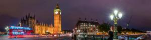 Westminster Bridge and Big Ben at night in London in Virtual Reality